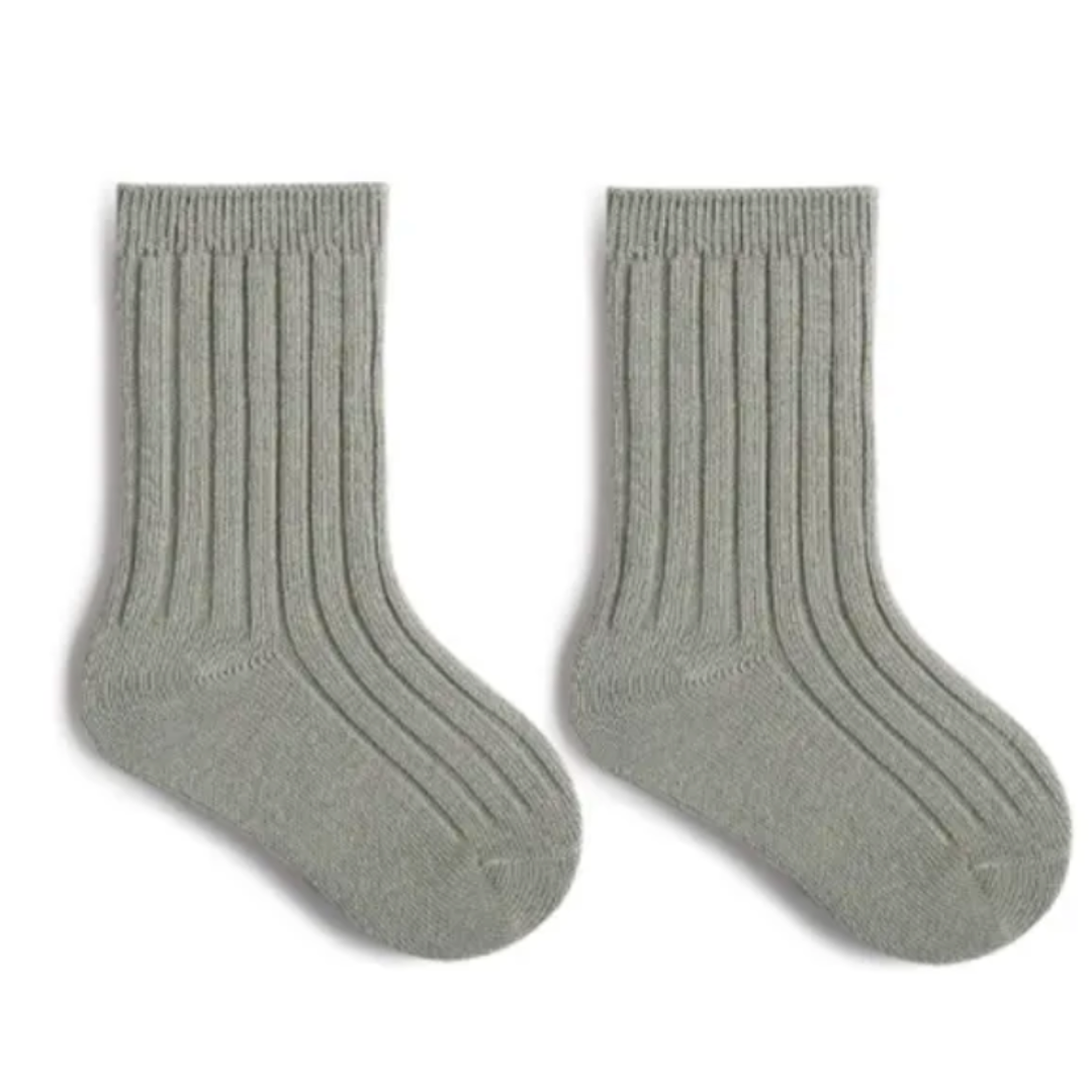 Sage Green Ribbed Ankle Socks