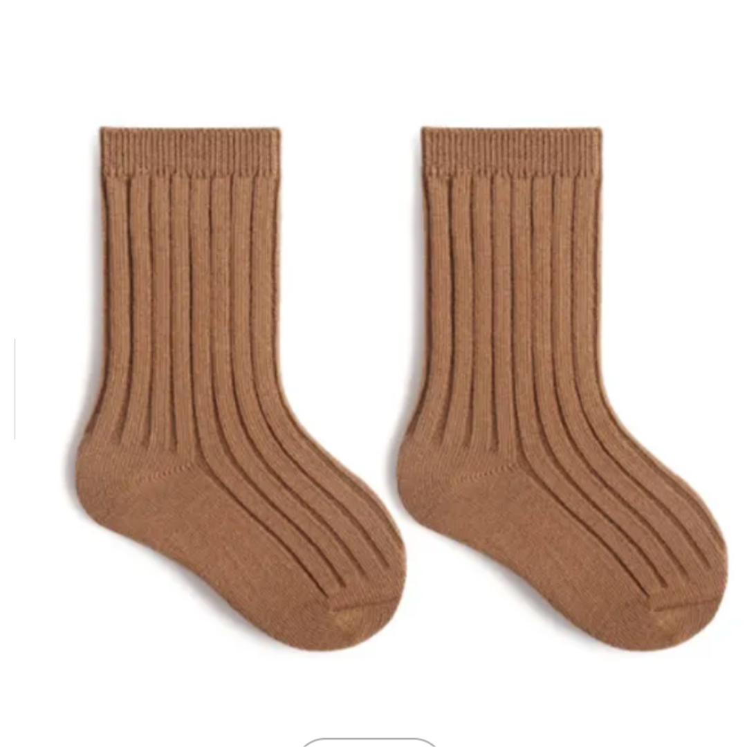 Caramel Ribbed Ankle Socks