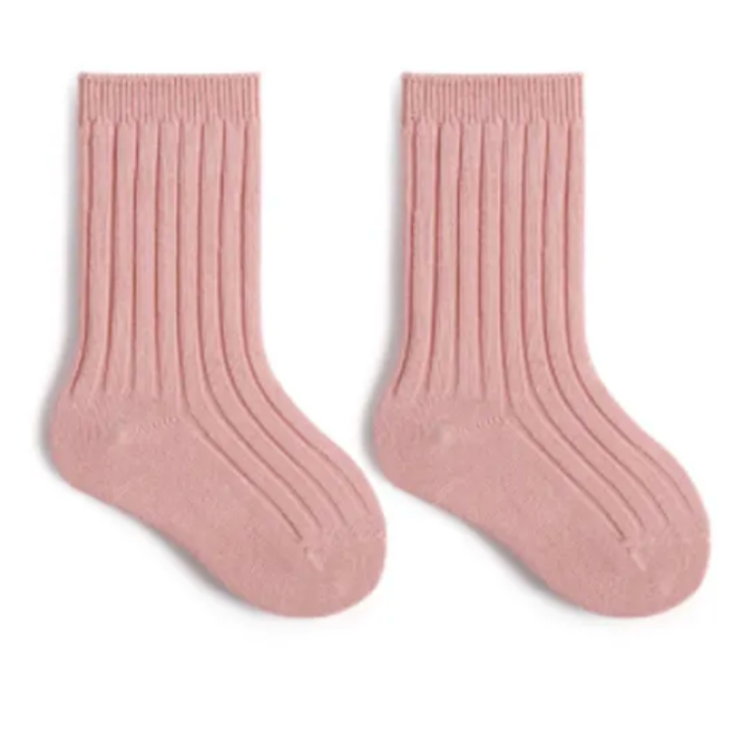 Pink Ribbed Ankle Socks
