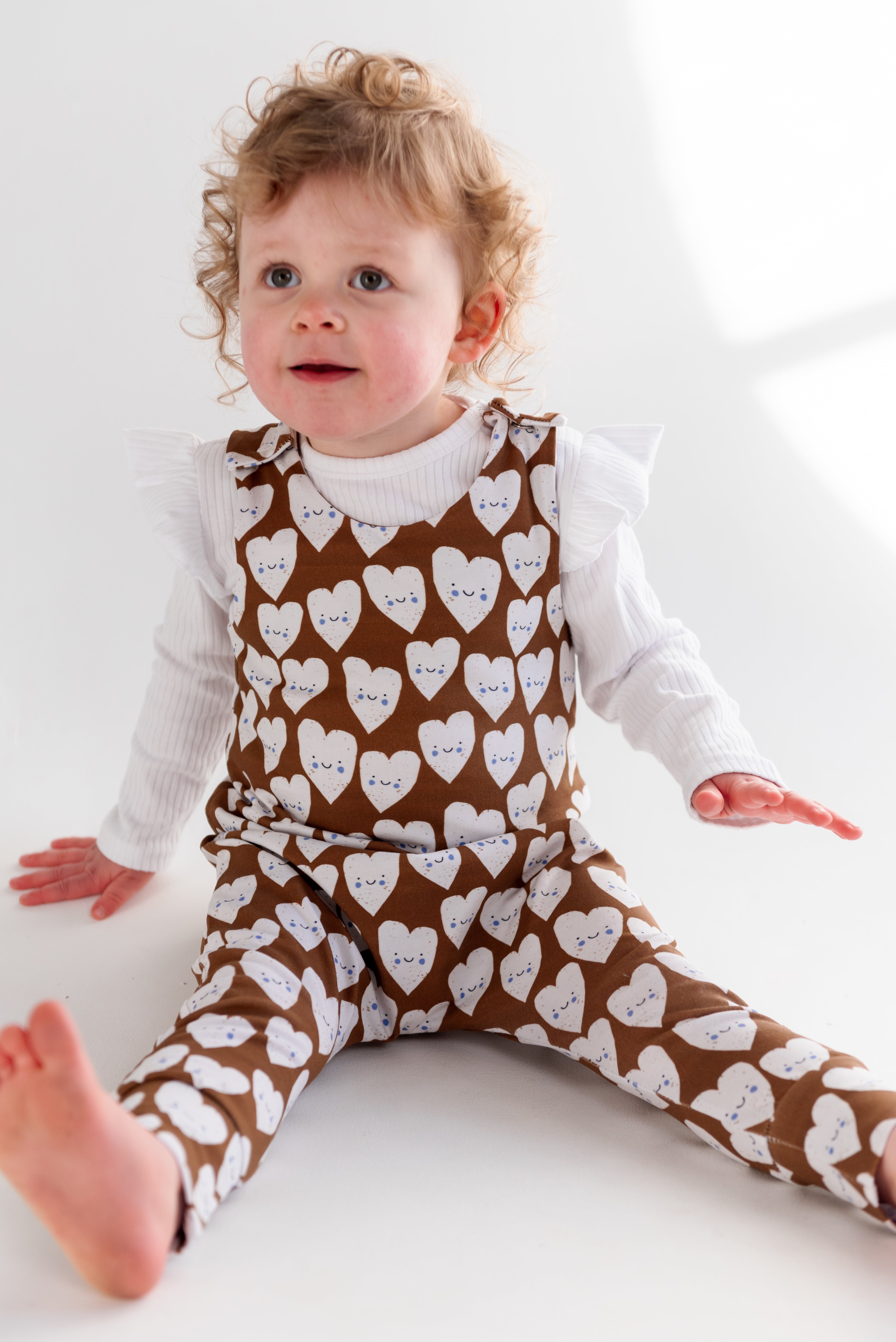 ABF Brown Hearts Dungaree Romper