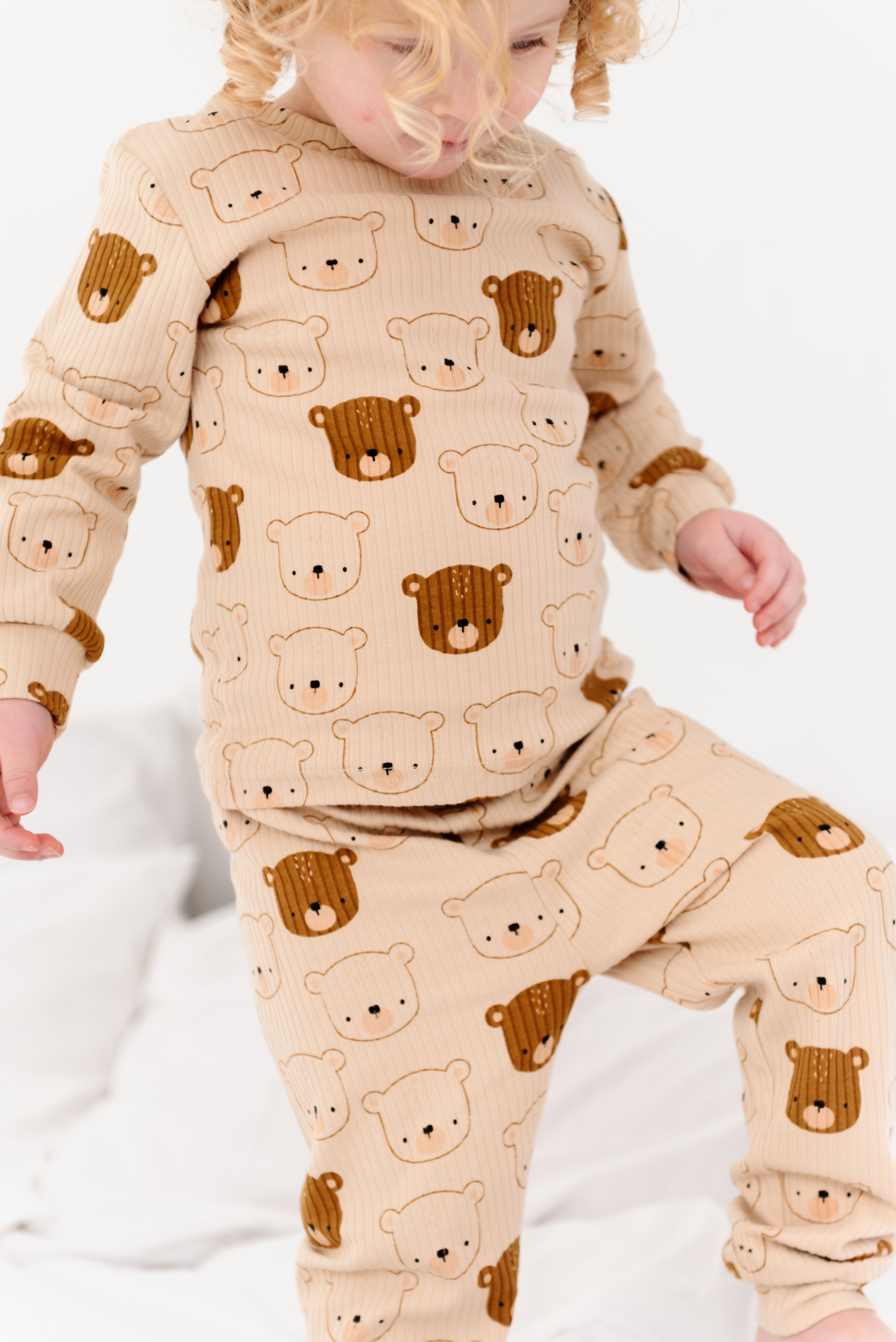 ClayBARE Bear Organic Ribbed Pyjamas