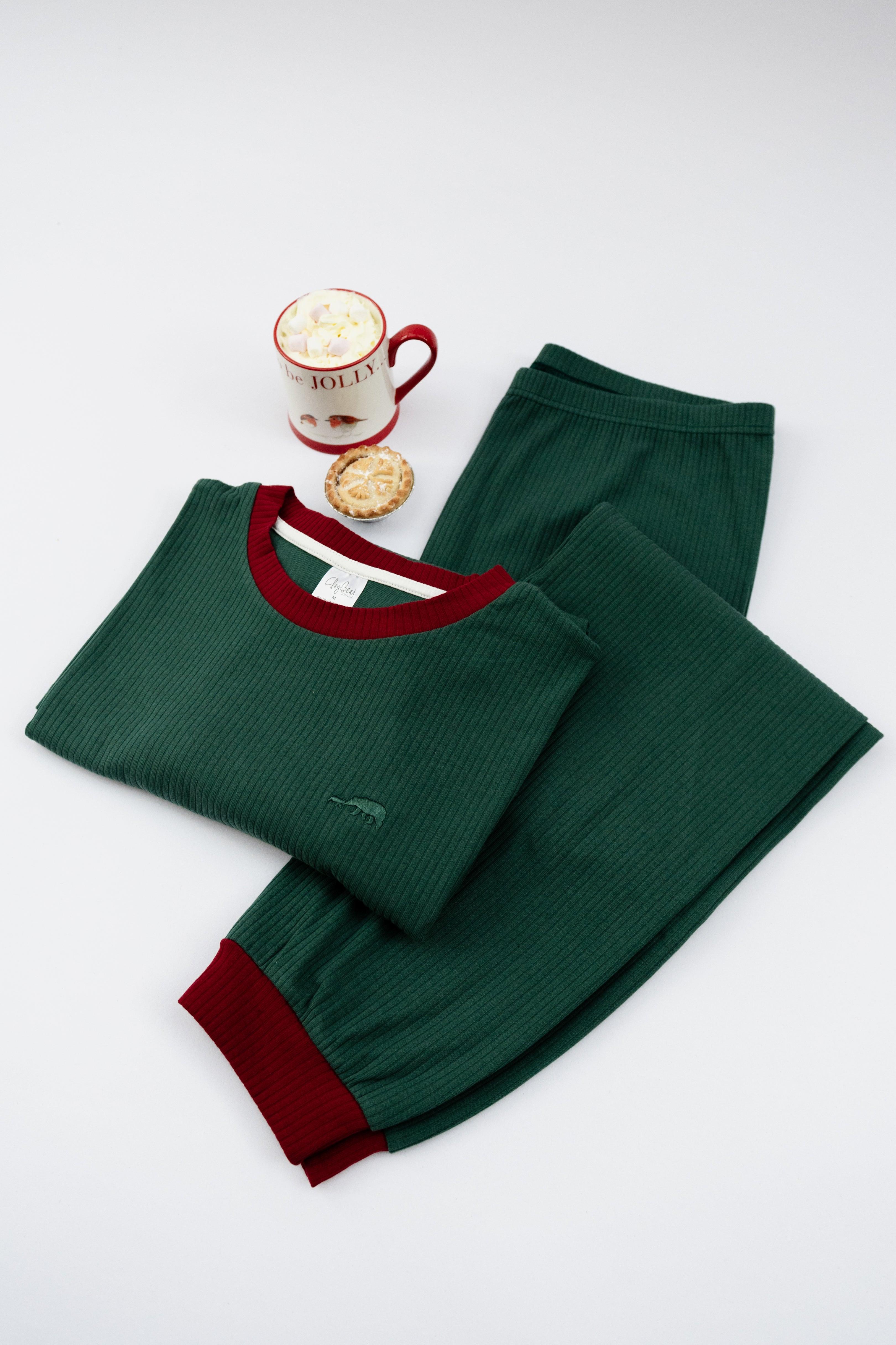 files/claybare-deep-green-with-red-adult-organic-ribbed-pyjamas-claybearofficial-2.jpg