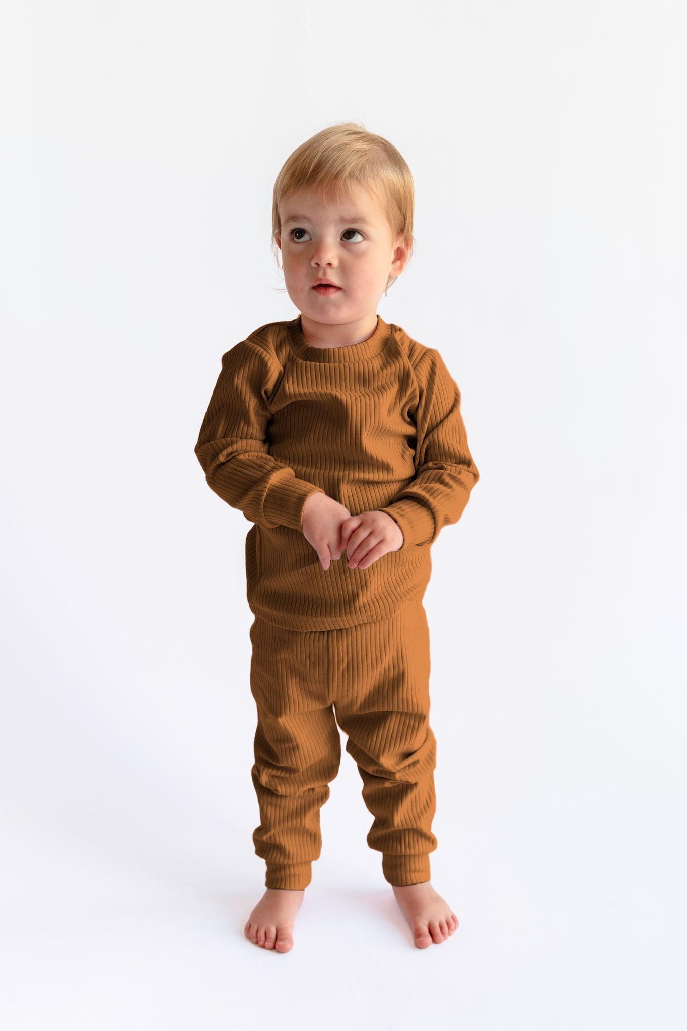 ClayBARE Rust Organic Ribbed Pyjamas