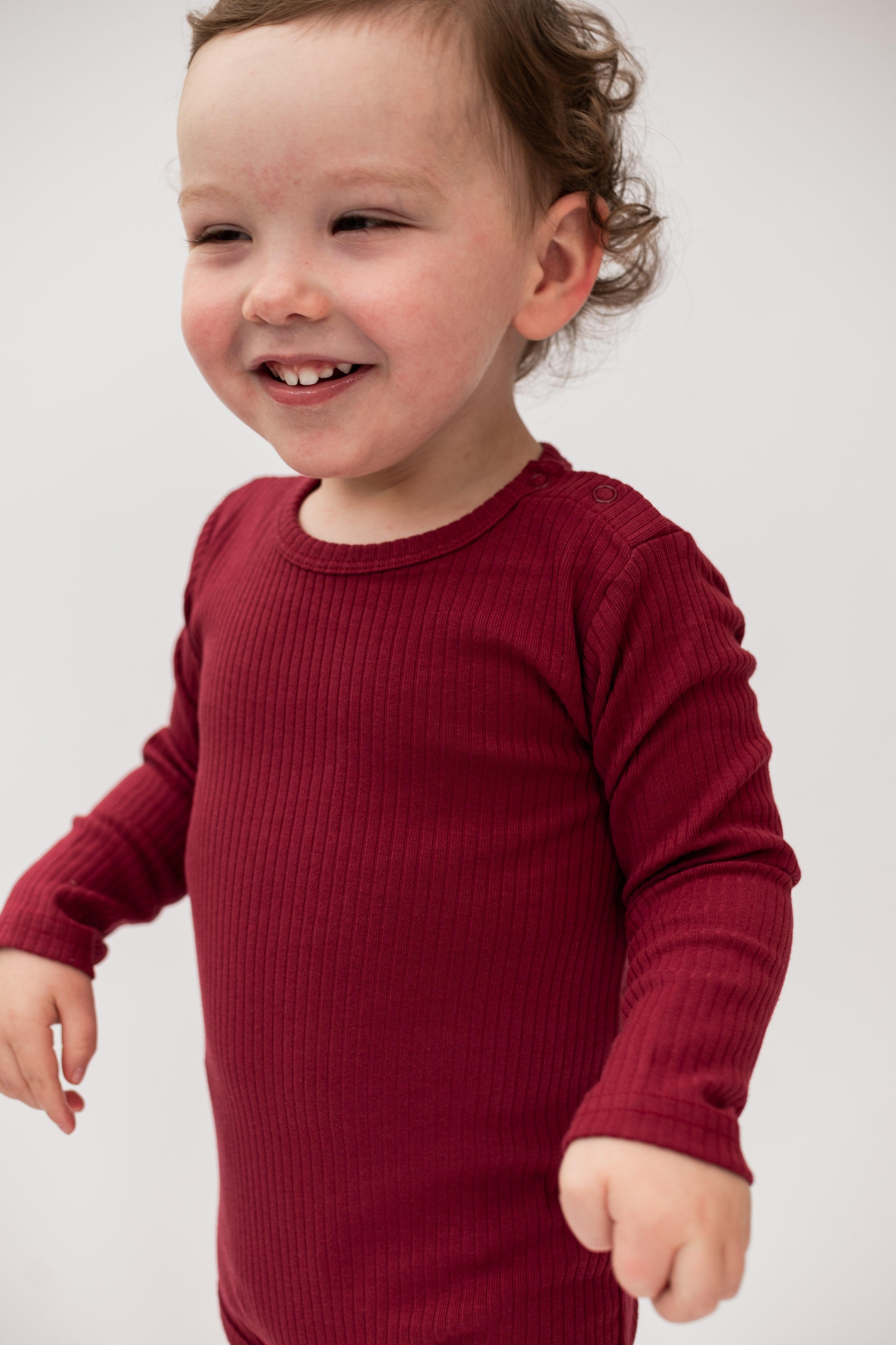 Dark Red Long Sleeve Bodysuit