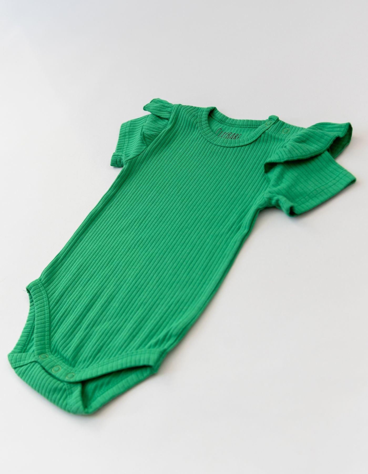Grass Green Frill Short Sleeve Bodysuit