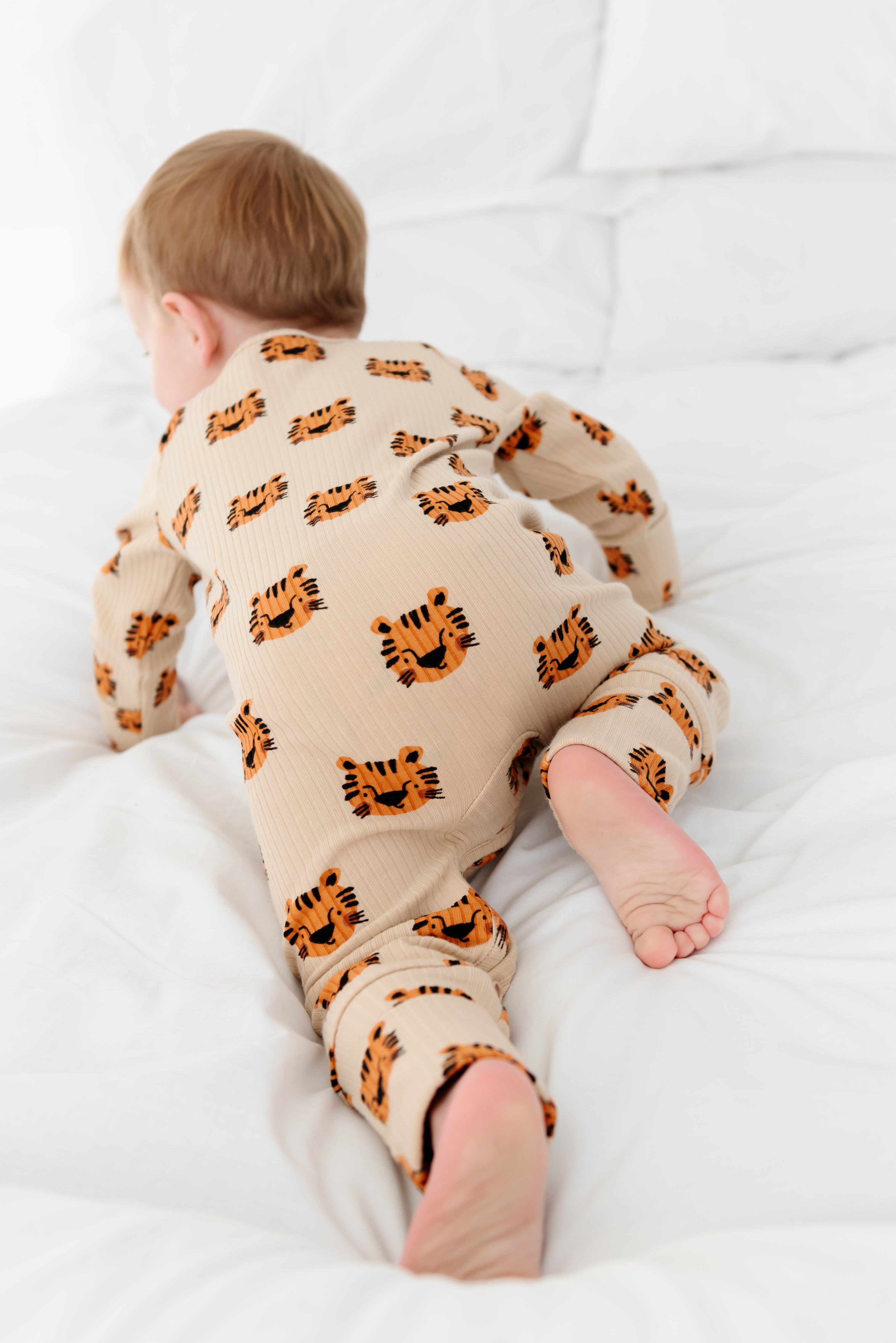 ClayBARE Tiger Double Zip Ribbed Sleepsuit