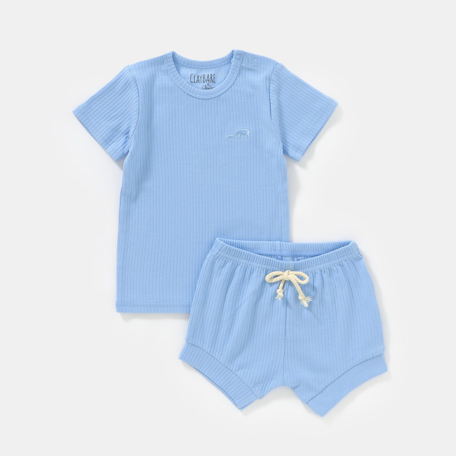 ClayBARE Sky Blue Ribbed Shorts (Shorts only)
