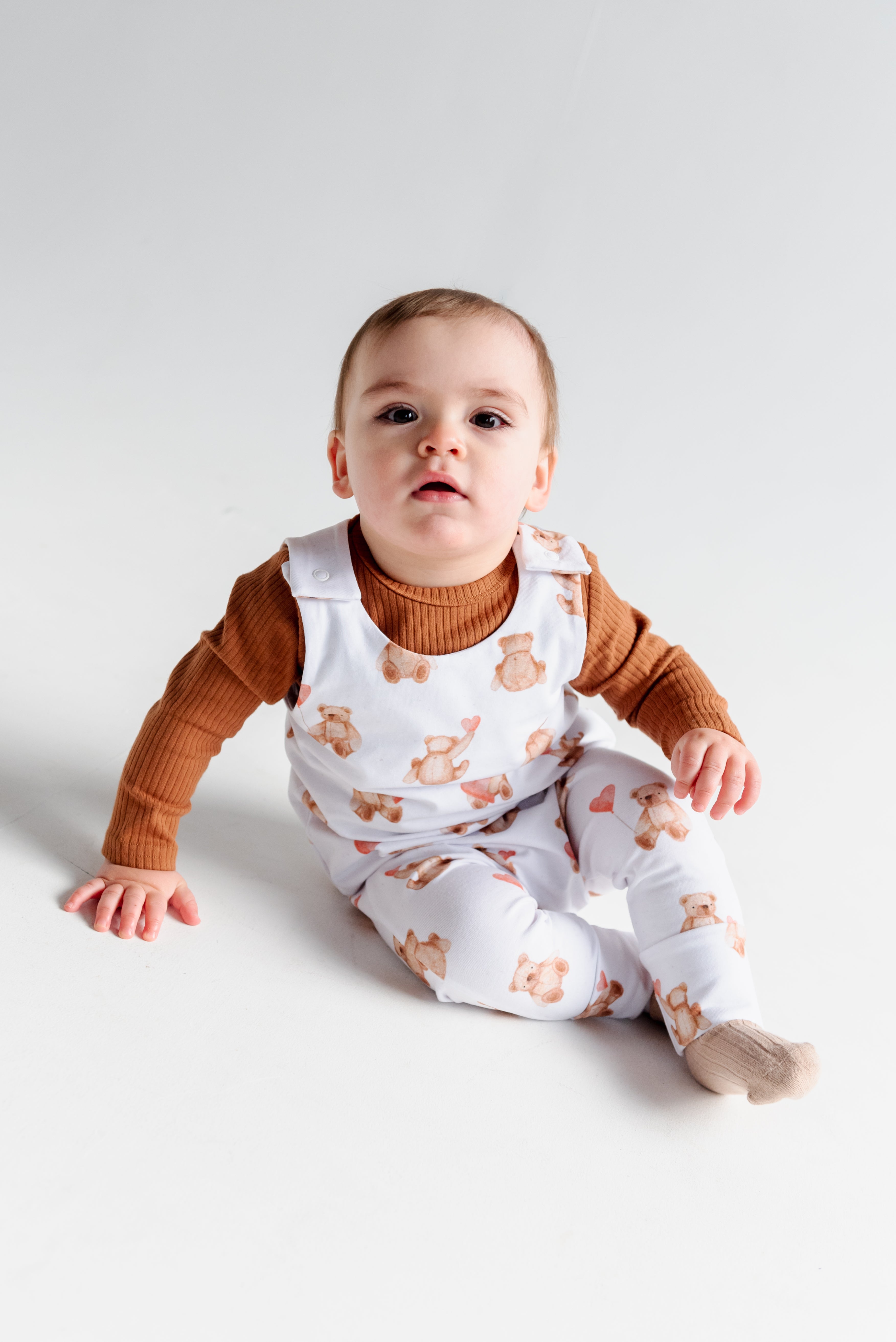 White Bearly Love Dungaree Romper