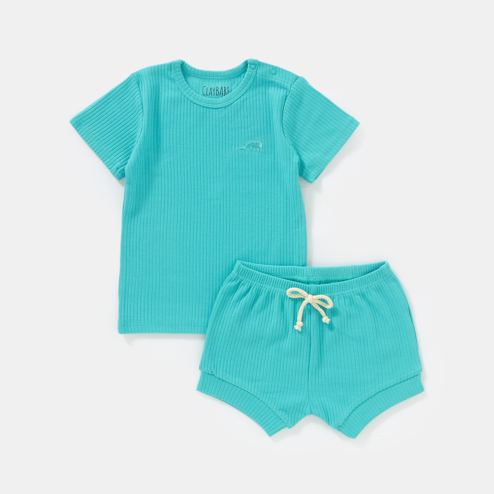Teal Ribbed Short Sleeve Top (Top Only)