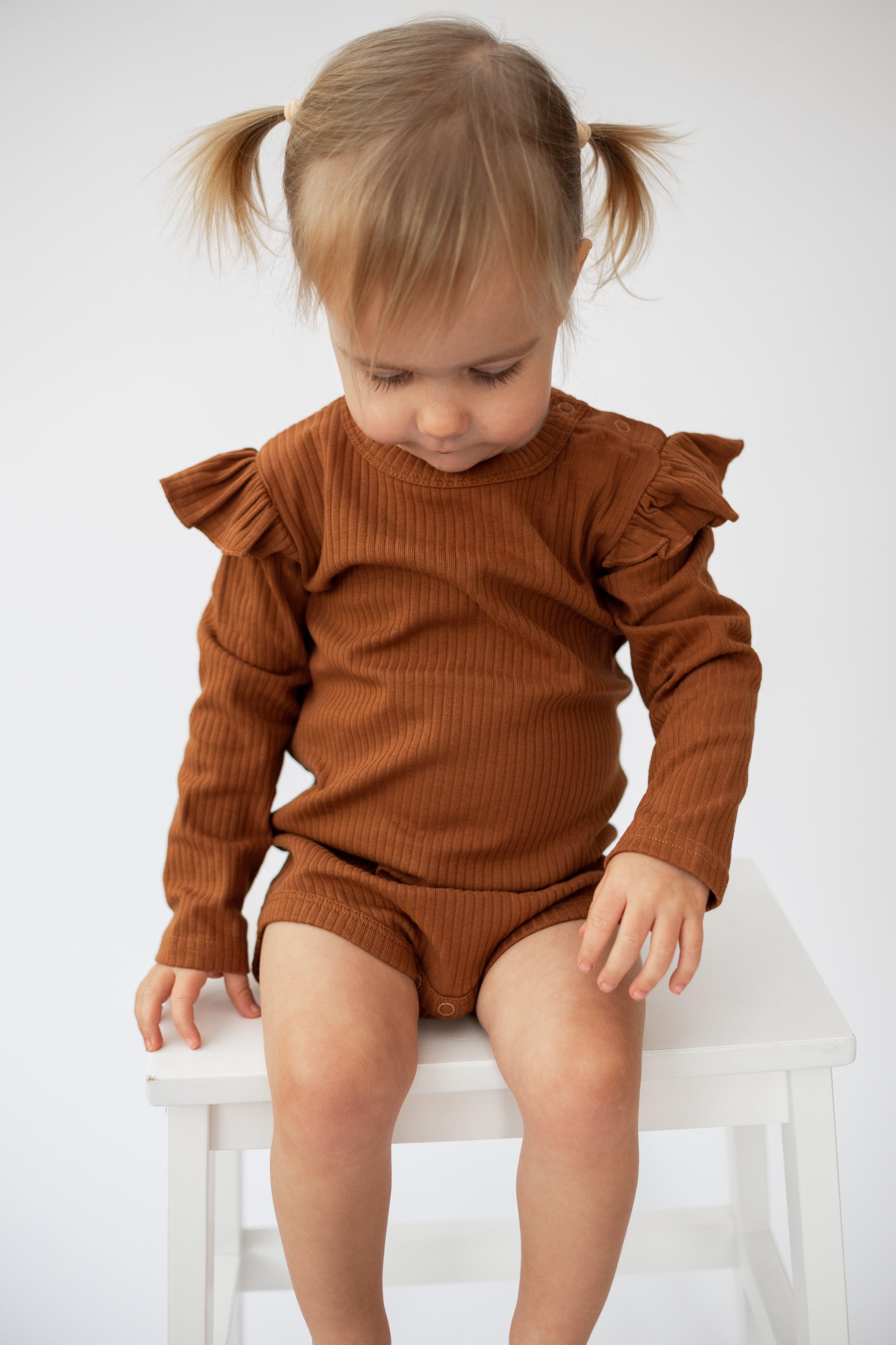 Rust Frill Long Sleeve Bodysuit