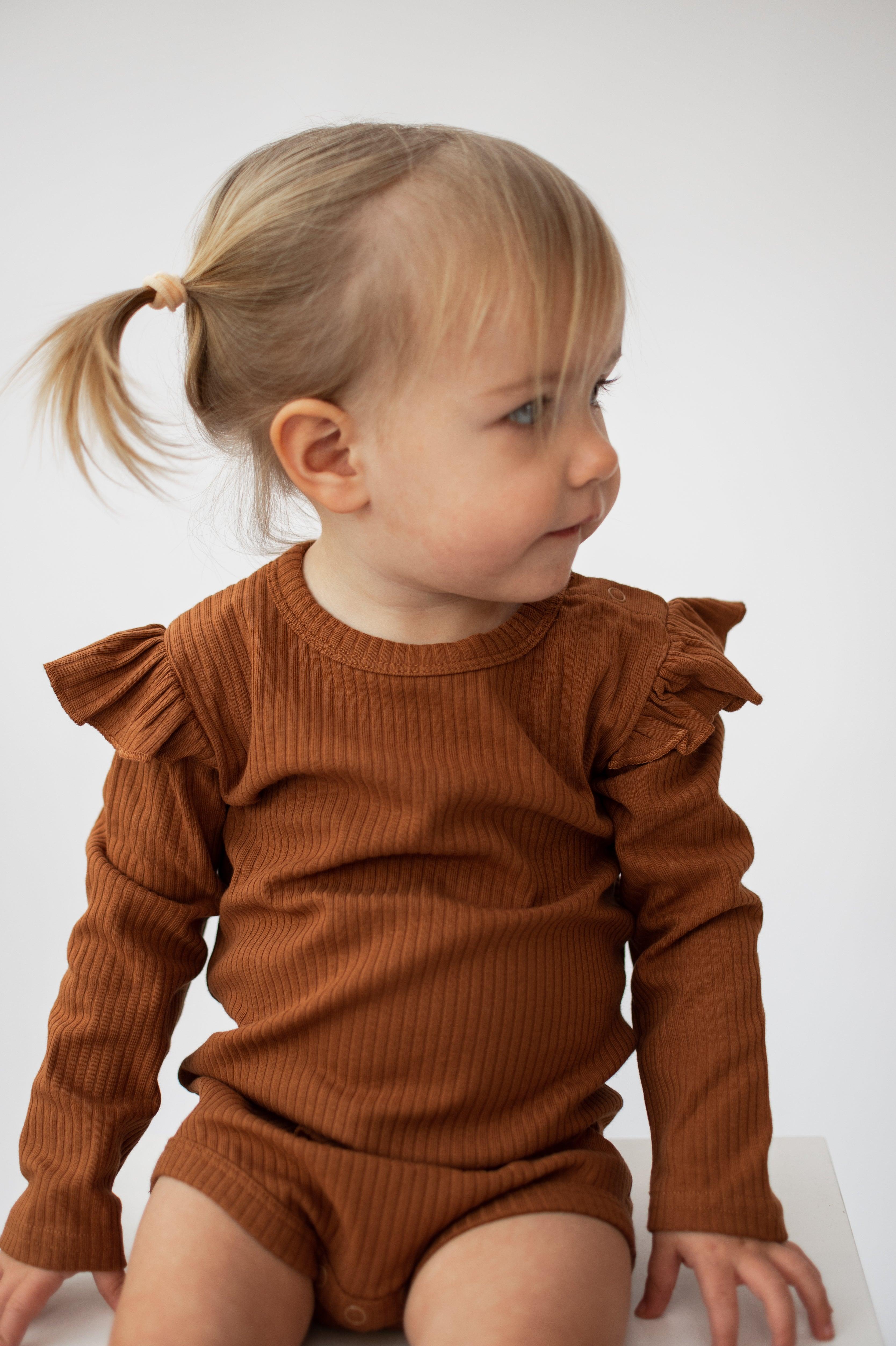 Rust Frill Long Sleeve Bodysuit