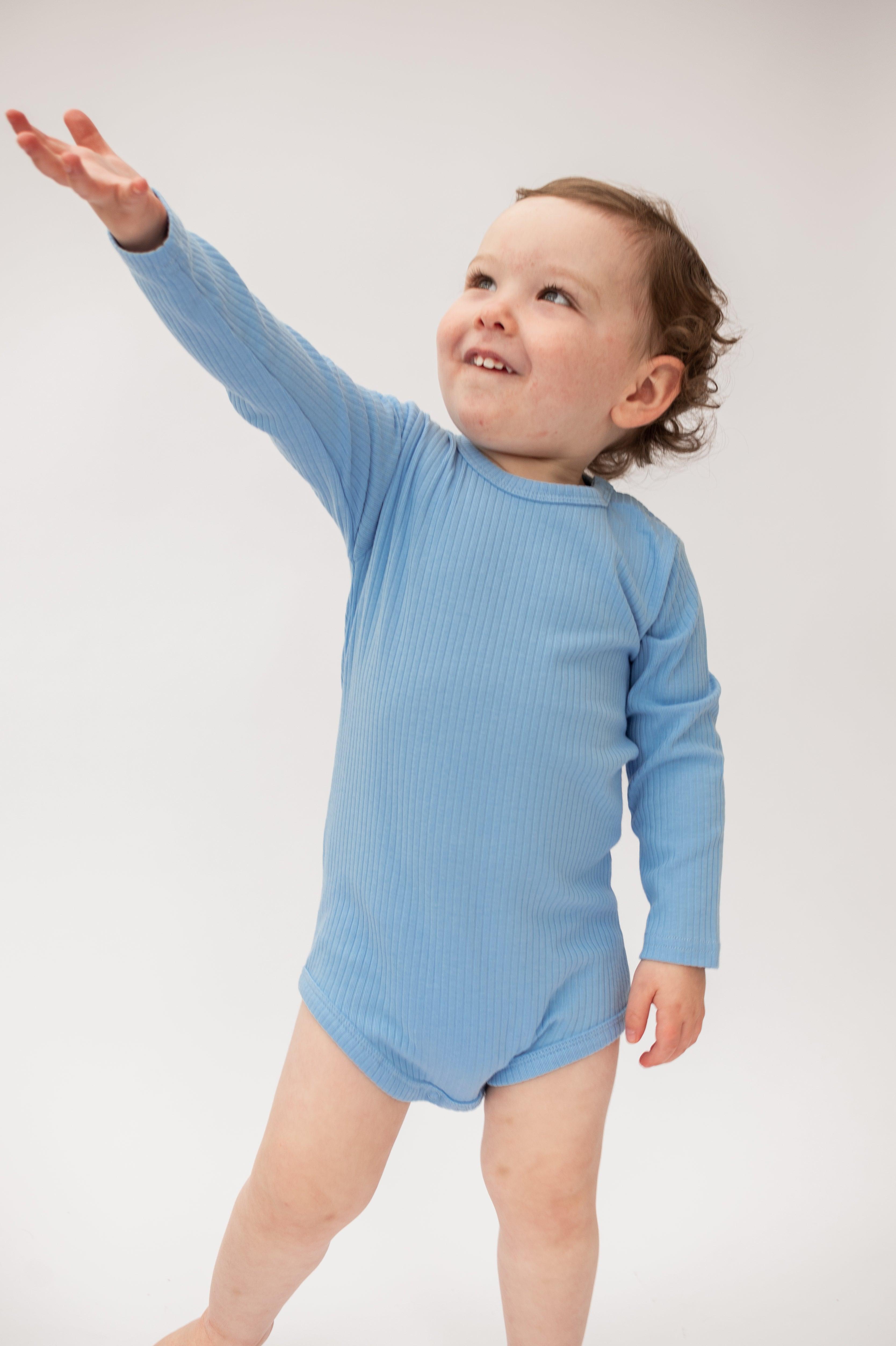 Sky Blue Long Sleeve Bodysuit